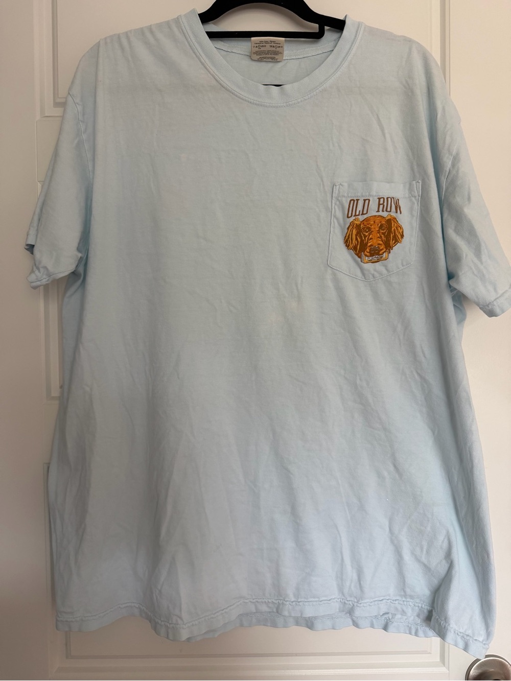 Old Row Light Blue Short Sleeve Pocket Tee with Retriever Patch